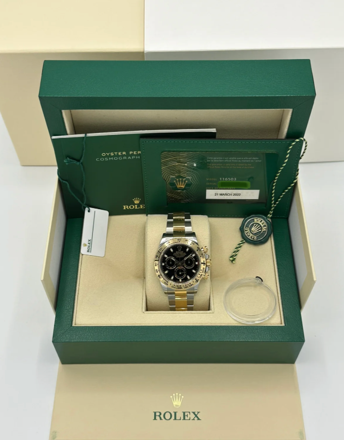 Daytona 40mm 116503 Two-Tone Black Dial