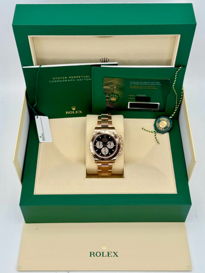 Daytona 40mm 126505 Rose Gold Black Dial