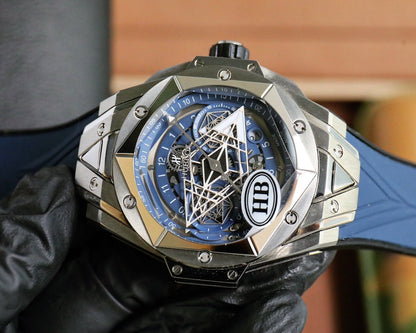 HBT Silver Blue - Blue Rubber - Automatic - 45mm
