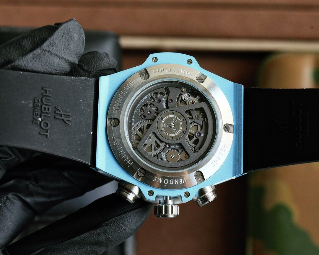 HBT Chronograph - Baby Blue Carbon Fiber - Camouflage Rubber - Quartz - 45mm