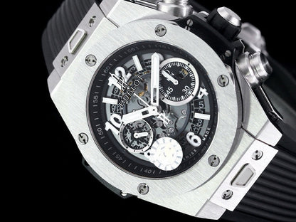 HBT Chronograph - Black White - Black Rubber - Automatic - 42mm