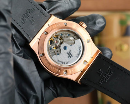 HBT Blue Rosegold - Blue Leather - Automatic - 45mm