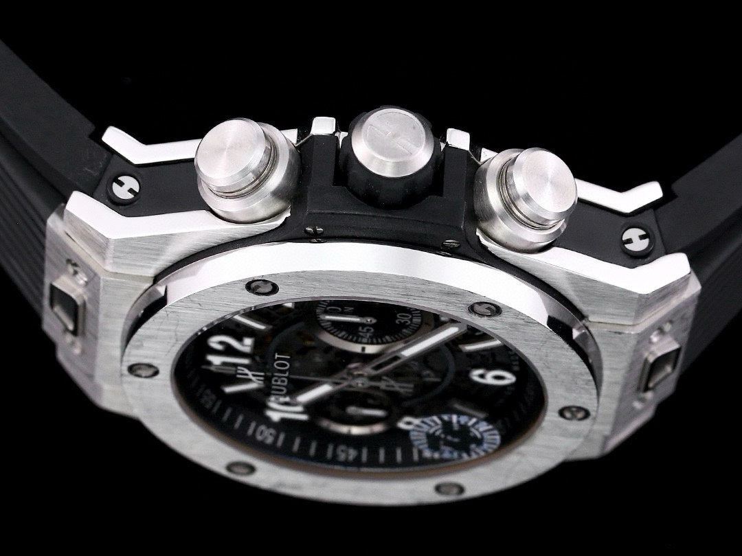 HBT Chronograph - Black White - Black Rubber - Automatic - 42mm