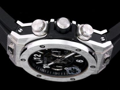 HBT Chronograph - Black White - Black Rubber - Automatic - 42mm
