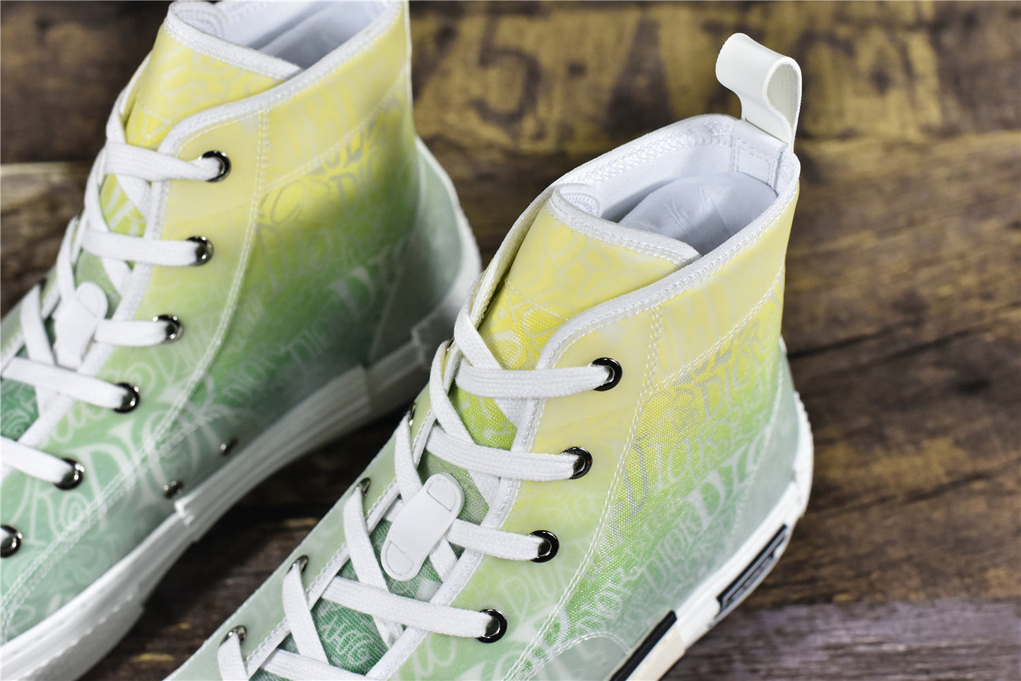D!OR B23 High-Top Sneaker Yellow and Green