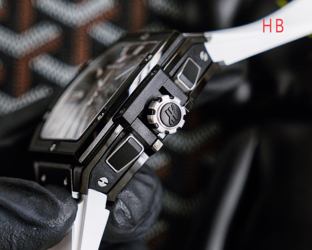 HBT Chronograph - Black - White Rubber- Automatic - 42*52mm