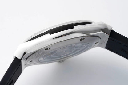 HBT Black - Silver 904L Steel - Black Leather - Automatic - 42mm