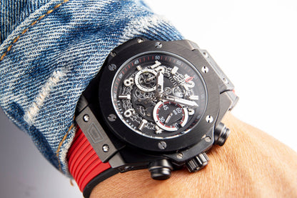 HBT Chronograph - Black 316 Steel - Red Rubber - Quartz - 45mm