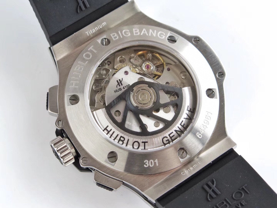HBT Chronograph -Black Silver  - Black Rubber - Automatic - 44mm