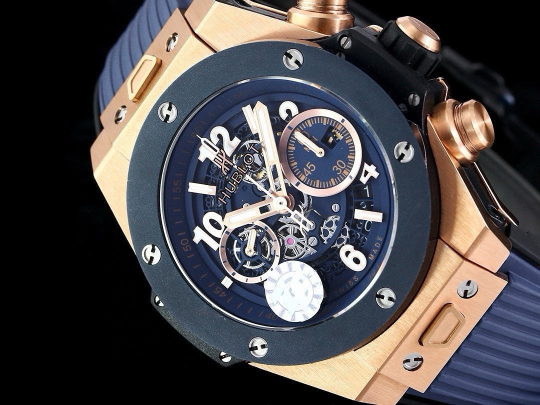 HBT Chronograph -Yellow Blue - Blue Rubber - Automatic - 42mm