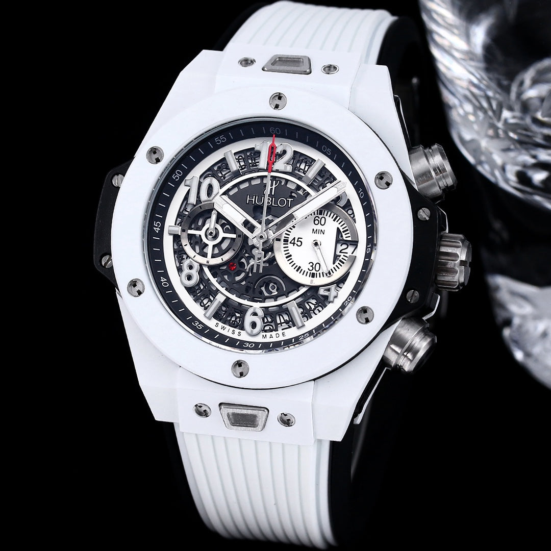 HBT Chronograph -White Carbon Fiber - White Rubber - Quartz - 45mm