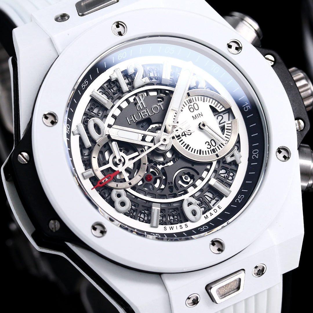 HBT Chronograph -White Carbon Fiber - White Rubber - Quartz - 45mm