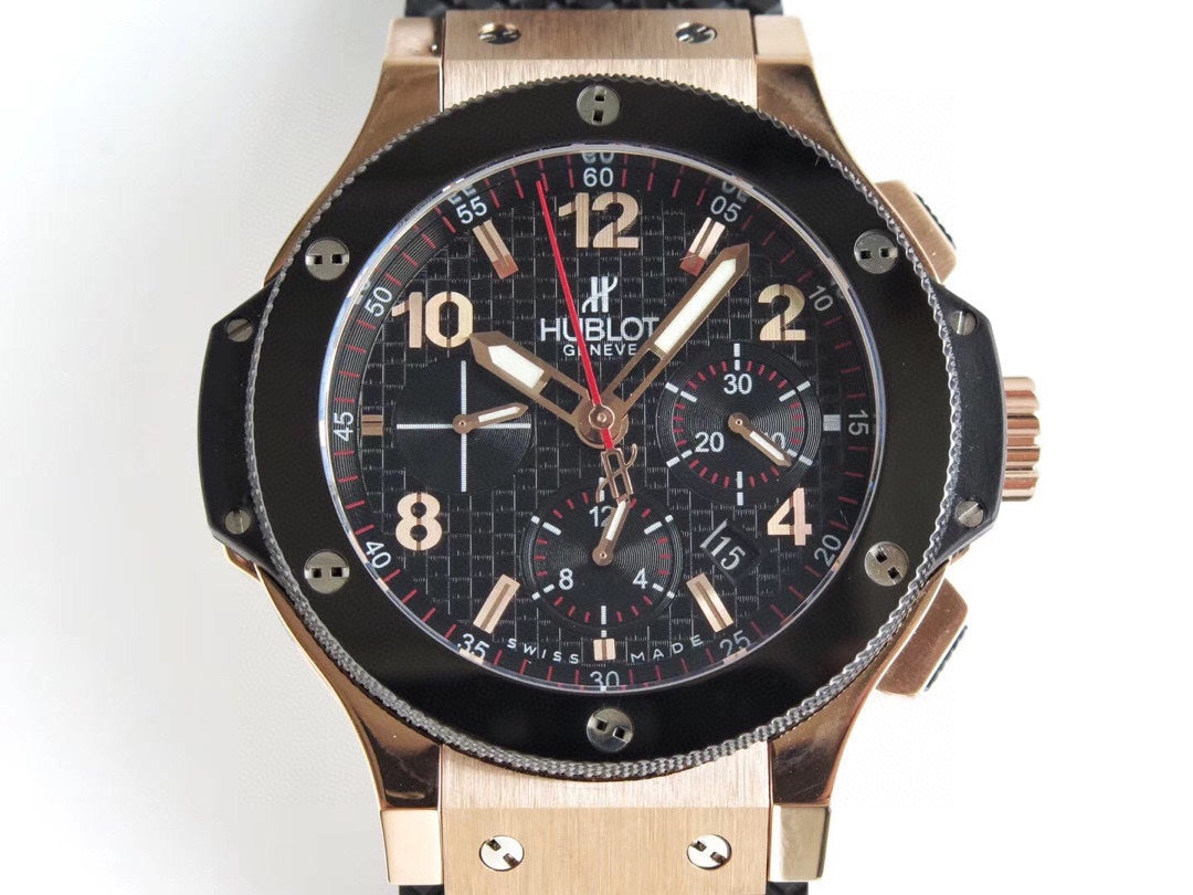 HBT Chronograph - Black -Rosegold Ceramic - Black Rubber - Automatic - 44mm