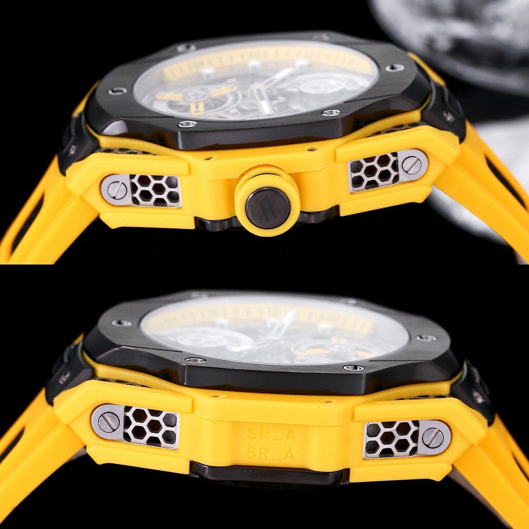 HBT Silver - Yellow Rubber - Automatic - 44mm