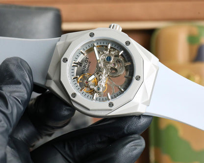HBT White Hollow - White Rubber - Automatic - 45mm
