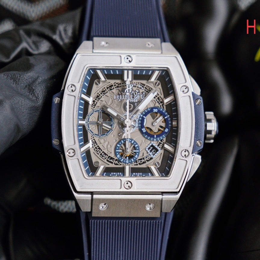 HBT Chronograph - Blue White - Blue Rubber- Automatic - 42*52mm