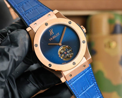 HBT Blue Rosegold - Blue Leather - Automatic - 45mm
