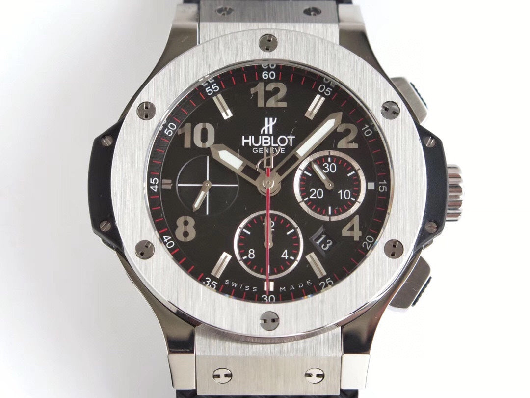 HBT Chronograph -Black Silver  - Black Rubber - Automatic - 44mm