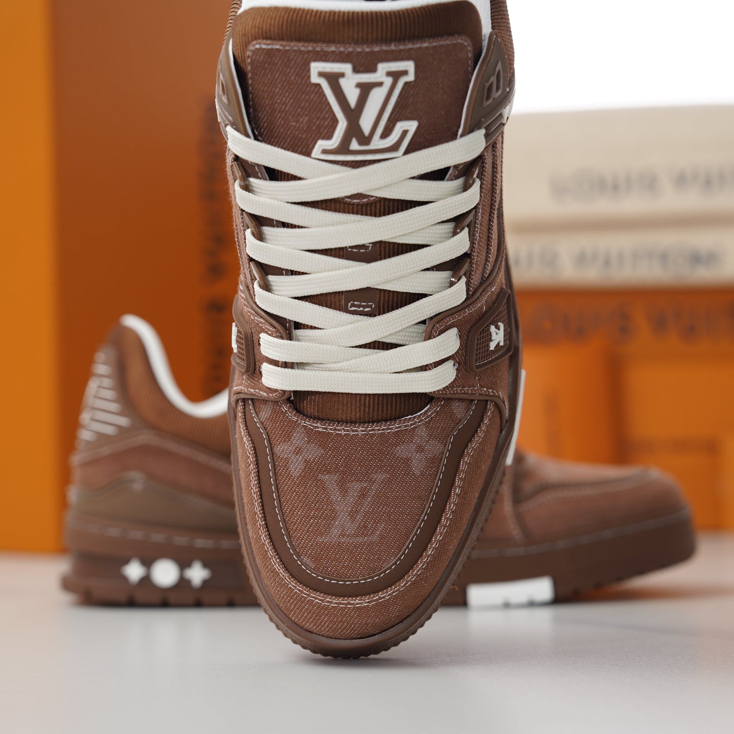 LV Trainer Sneaker Red Brown