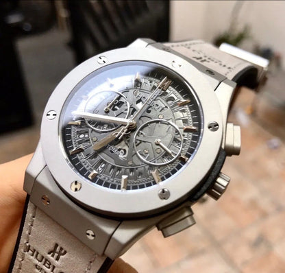 HBT Silver - Hollow 904L Steel - Grey Rubber - Quartz - 44mm