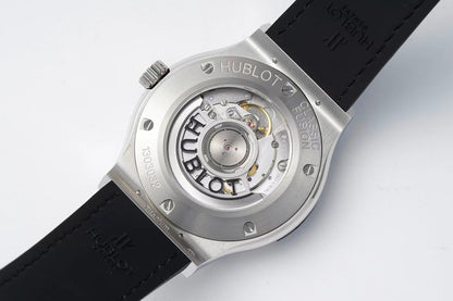 HBT White - Silver 904L Steel - Black Leather - Automatic - 42mm