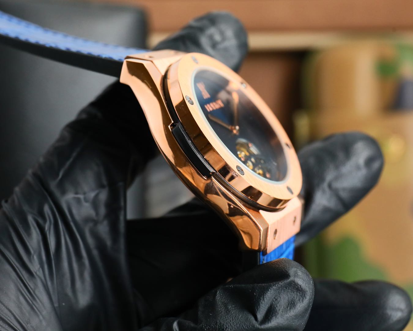 HBT Blue Rosegold - Blue Leather - Automatic - 45mm