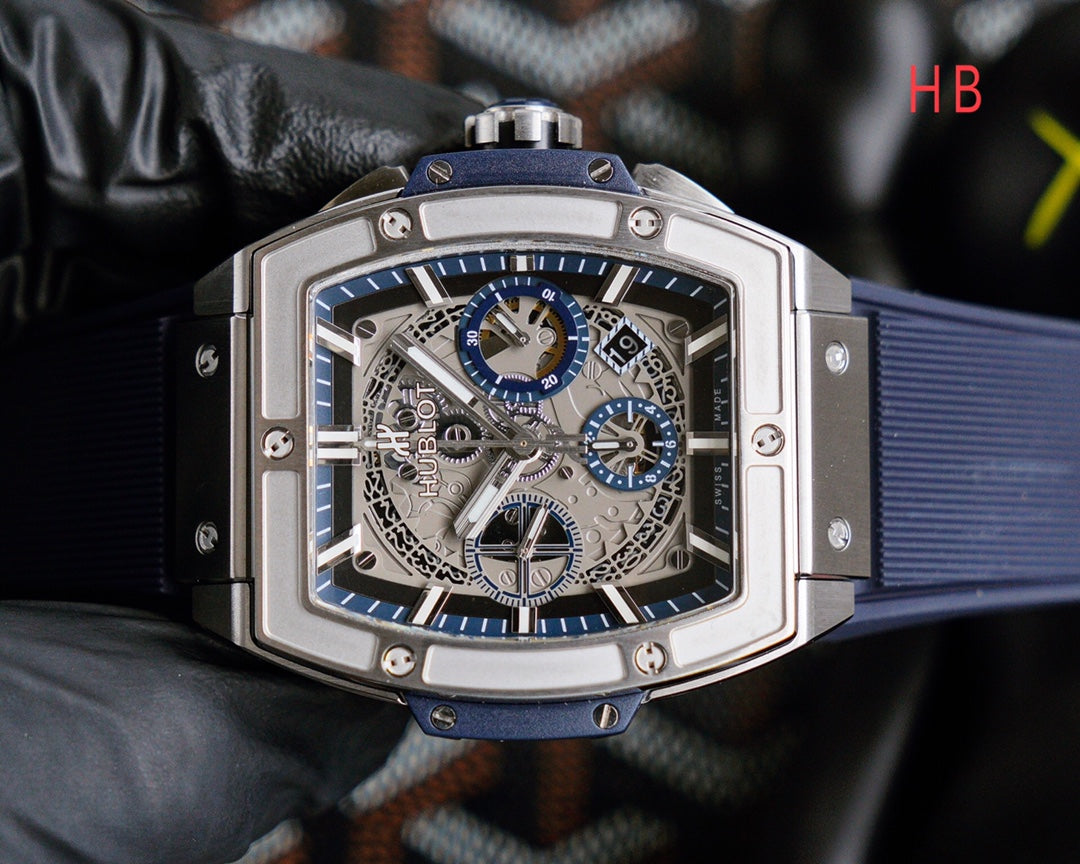 HBT Chronograph - Blue White - Blue Rubber- Automatic - 42*52mm