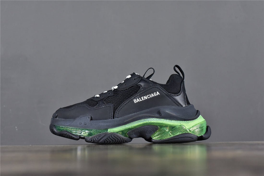 Bciaga Triple S Clear Sole Black/Fluorescent Yellow