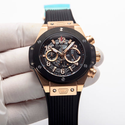 HBT - Chronograph - Black 316 Steel - Black Rubber - Quartz - 45mm